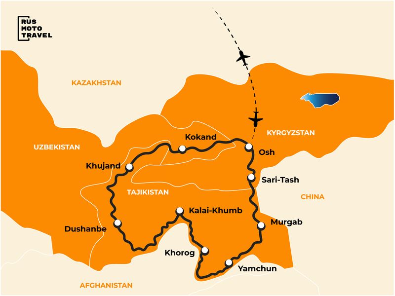 Pamir highway motorcycle tour Rusmototravel RMT BMW F850GS, BMW R1250GS