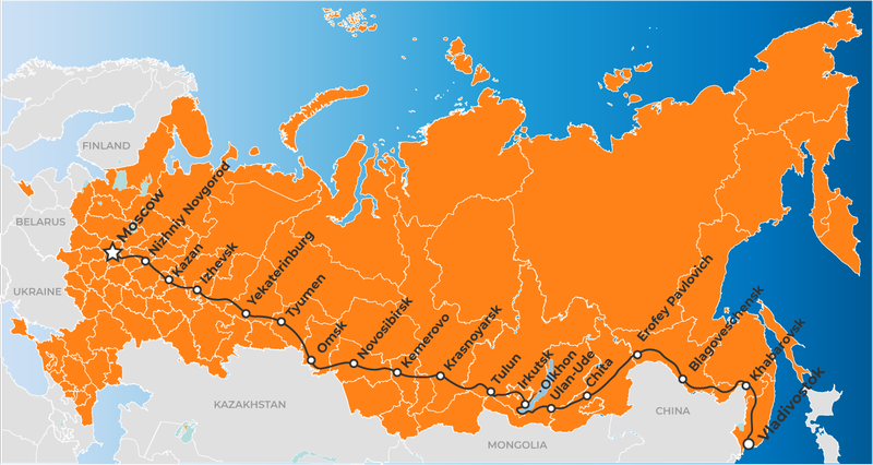 Moscow-Vladivostok Tour map